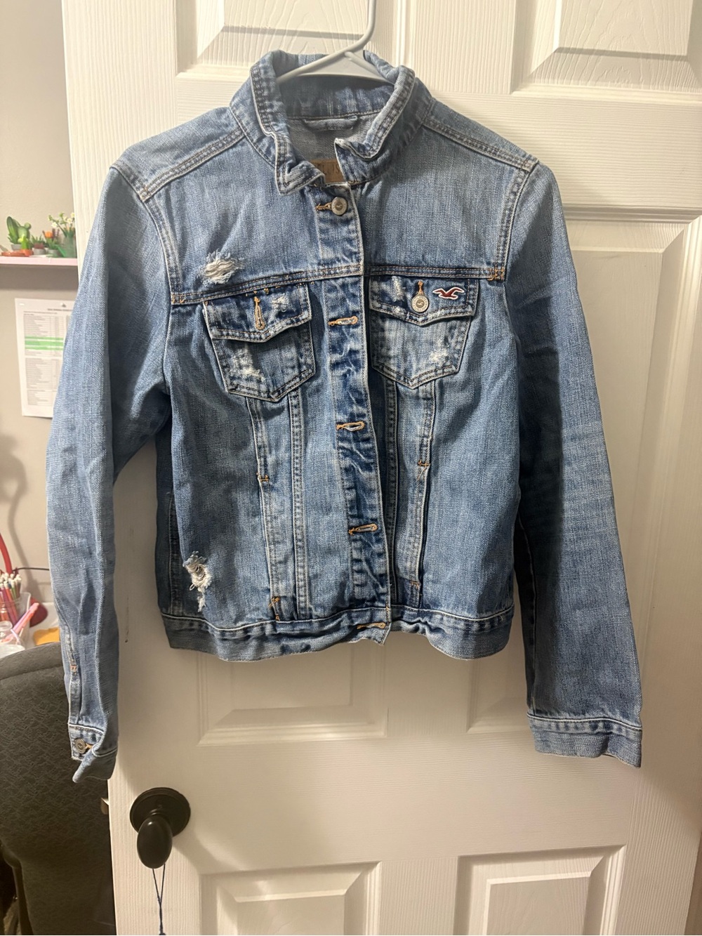 Hollister Medium Blue Distressed Denim Jacket